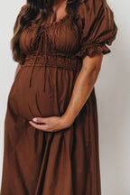 Sydnee Cotton Maxi Dress in Chocolate Brown - Bump Friendly