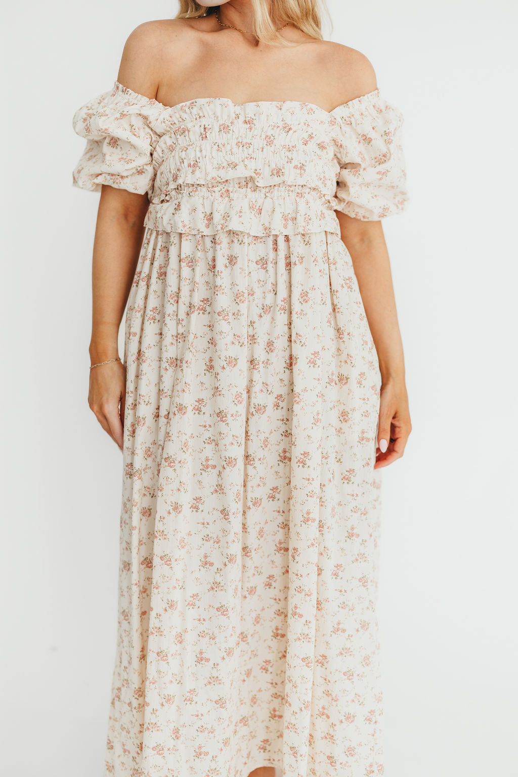 Finley 100% Cotton Peplum Midi Dress in Petal Pink - Bump & Nursing Friendly