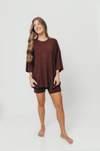 All Weekend Long Set - Short Sleeves - in Brown