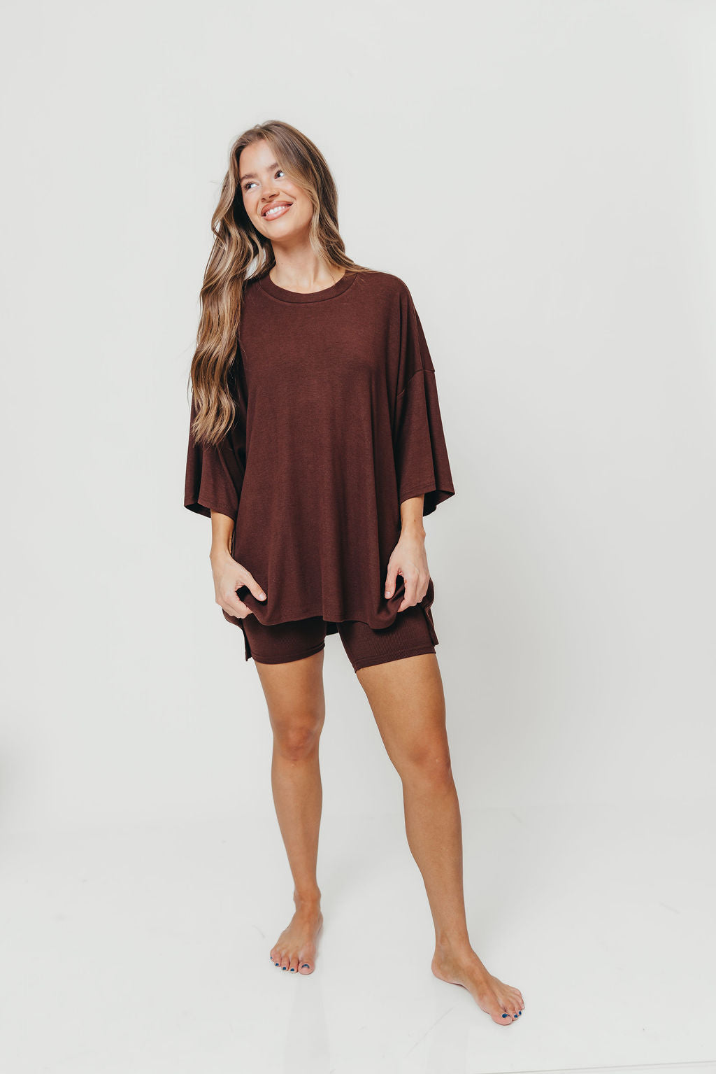 All Weekend Long Set - Short Sleeves - in Brown