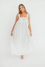 Lelah 100% Linen Maxi Dress in Off-White - Bump Friendly - Restocking in 2026