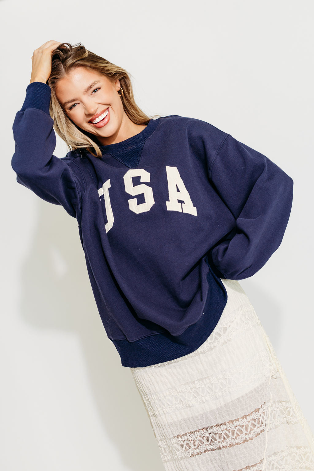 USA 100% Cotton Terry Pullover in Navy *Final-Sale*