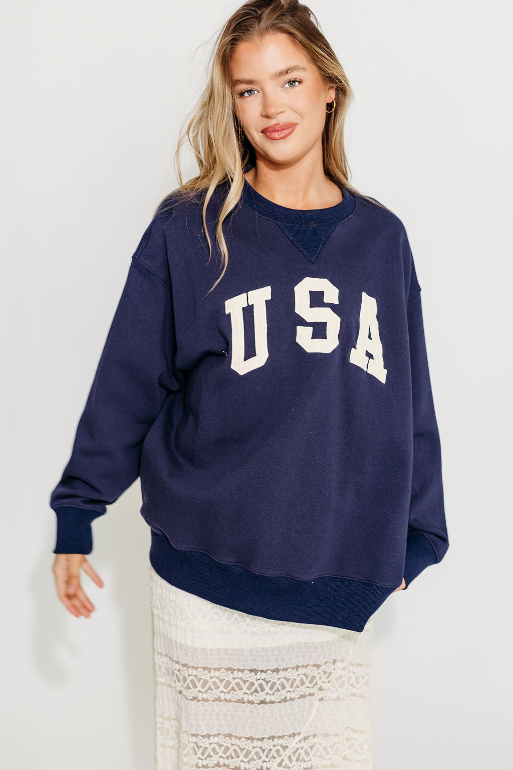 USA 100% Cotton Terry Pullover in Navy *Final-Sale*