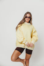 Sparrow Reversible Mock Neck Sweatshirt Top in Butter Yellow