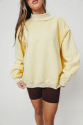 Sparrow Reversible Mock Neck Sweatshirt Top in Butter Yellow