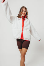 Arden Reversible Two Toned Sherpa Jacket in Cream