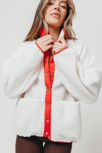 Arden Reversible Two Toned Sherpa Jacket in Cream