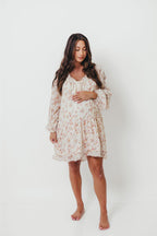 Maui Soft Petals Flare Mini Dress in Cream Multi with Detachable Liner