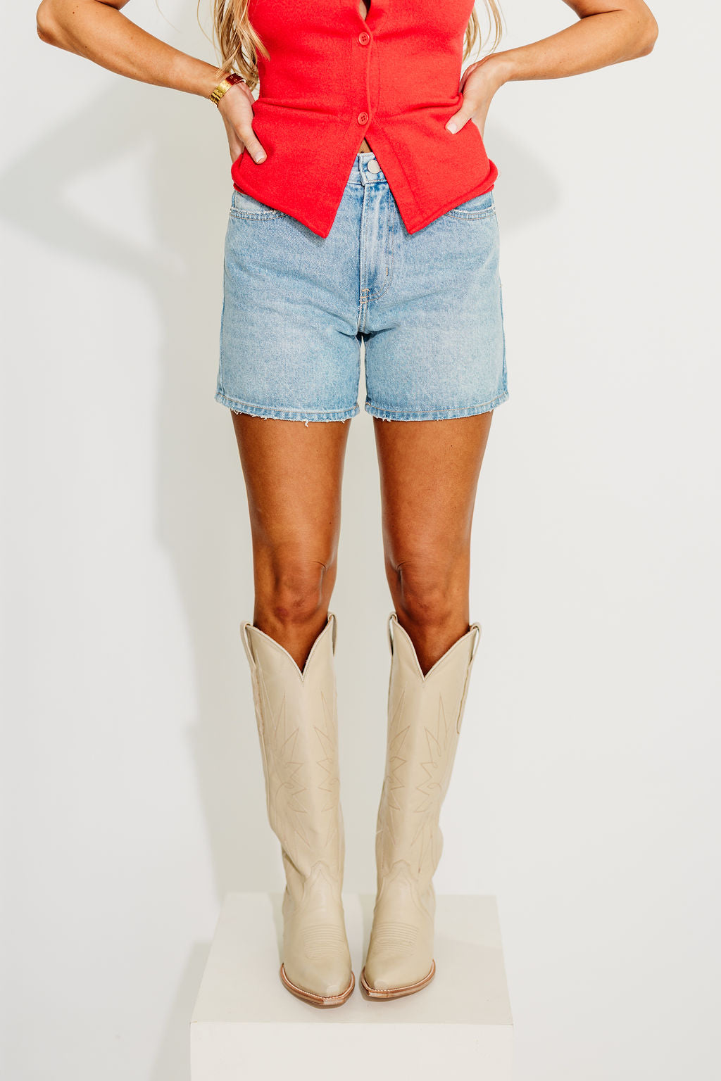 Rayna Vintage High Rise Shorts in Light Denim