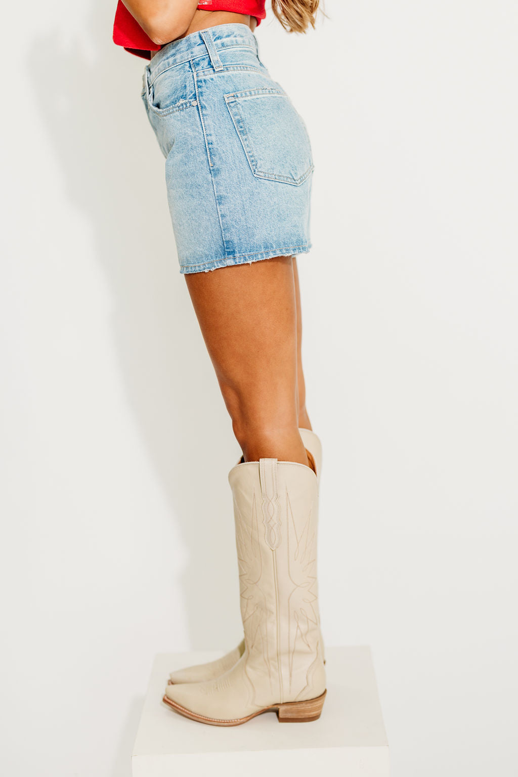 Rayna Vintage High Rise Shorts in Light Denim