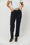 Ella High Rise Classic Straight Jeans in Suede Black