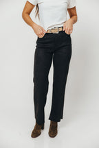 Ella High Rise Classic Straight Jeans in Suede Black
