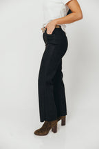Ella High Rise Classic Straight Jeans in Suede Black