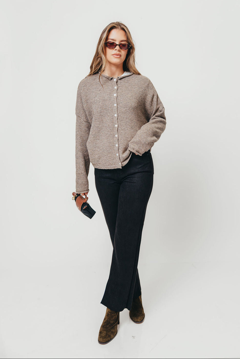 Piper Cardigan Top in Mocha