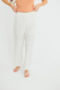 June Double Drawstring Detail Wide Leg Pants in White *Final-Sale*