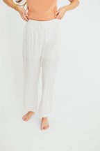 June Double Drawstring Detail Wide Leg Pants in White *Final-Sale*