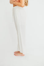 June Double Drawstring Detail Wide Leg Pants in White *Final-Sale*