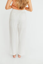 June Double Drawstring Detail Wide Leg Pants in White *Final-Sale*