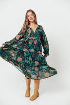 Tabitha Midi Dress in Retro Blue - Bump Friendly