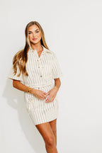 Eden Striped Short Sleeve Jacket in Blue *Final-Sale*