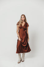 Vivienne Midi Dress in Brown