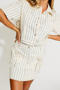 Eden Striped Short Sleeve Jacket in Blue *Final-Sale*
