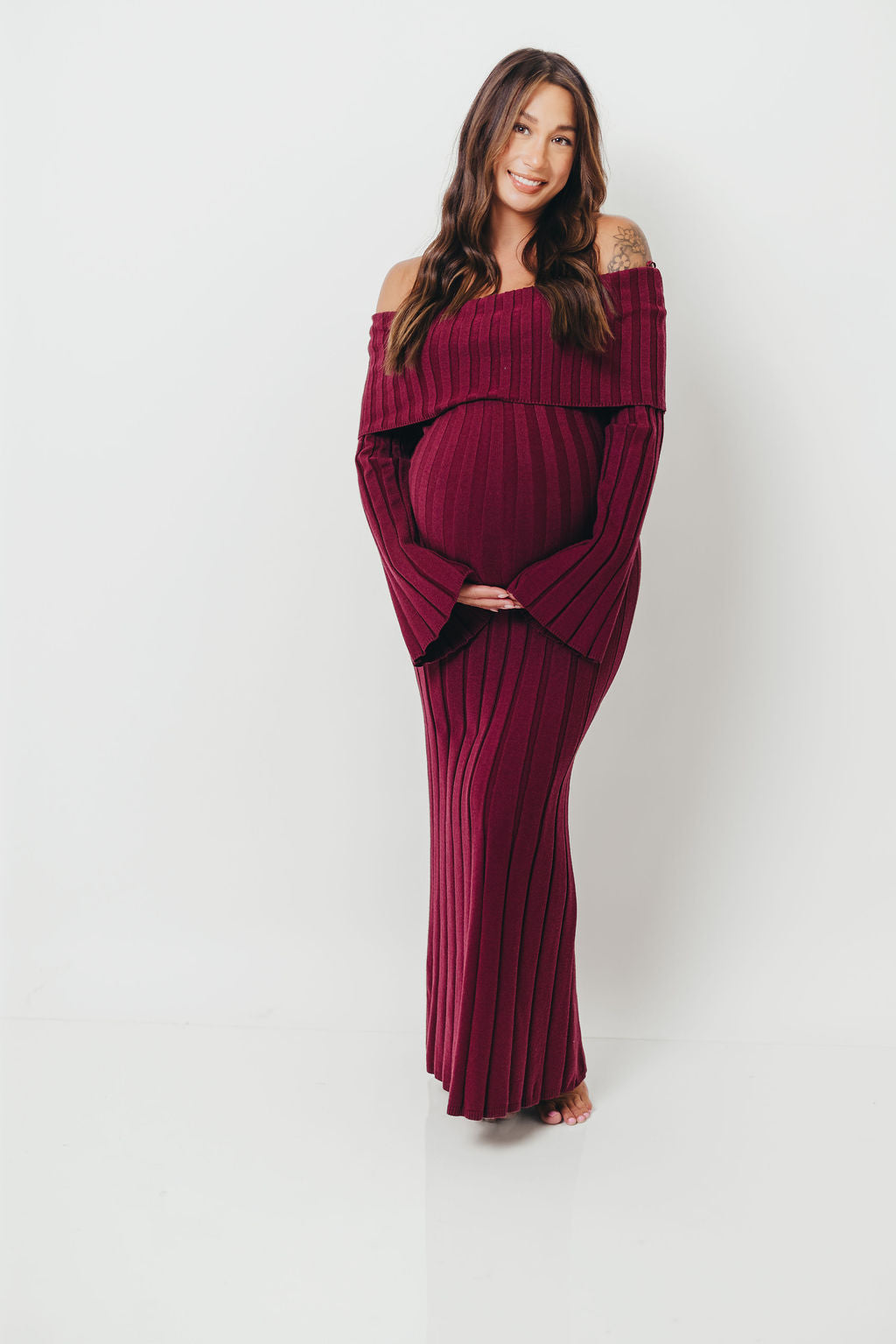 Evella Maxi Dress in Burgundy - Bump Friendly *Final Sale*