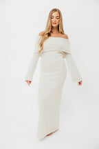 Nora Knit Maxi Dress in Ivory - Bump Friendly