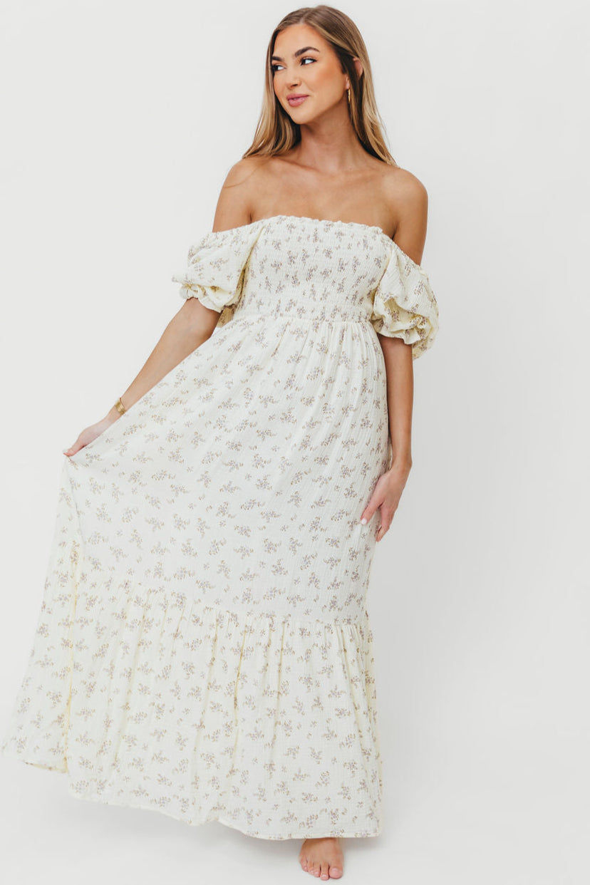 Livvy 100% Cotton Maxi Dress in Lilac Floral - Bump Friendly & Inclusive Sizing