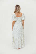 Livvy 100% Cotton Maxi Dress in Dusty Blue Floral - Bump Friendly & Inclusive Sizing