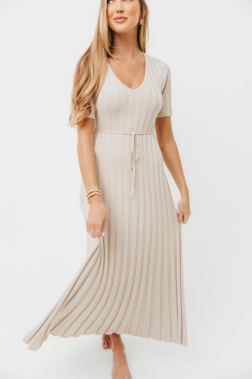 Oakley Ribbed Maxi Dress in Dusty Taupe - Bump Friendly *Final-Sale*