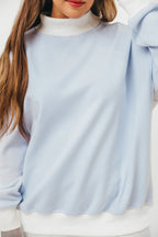 Cynthia Mini Striped Mock Neck Sweatshirt Blue and White