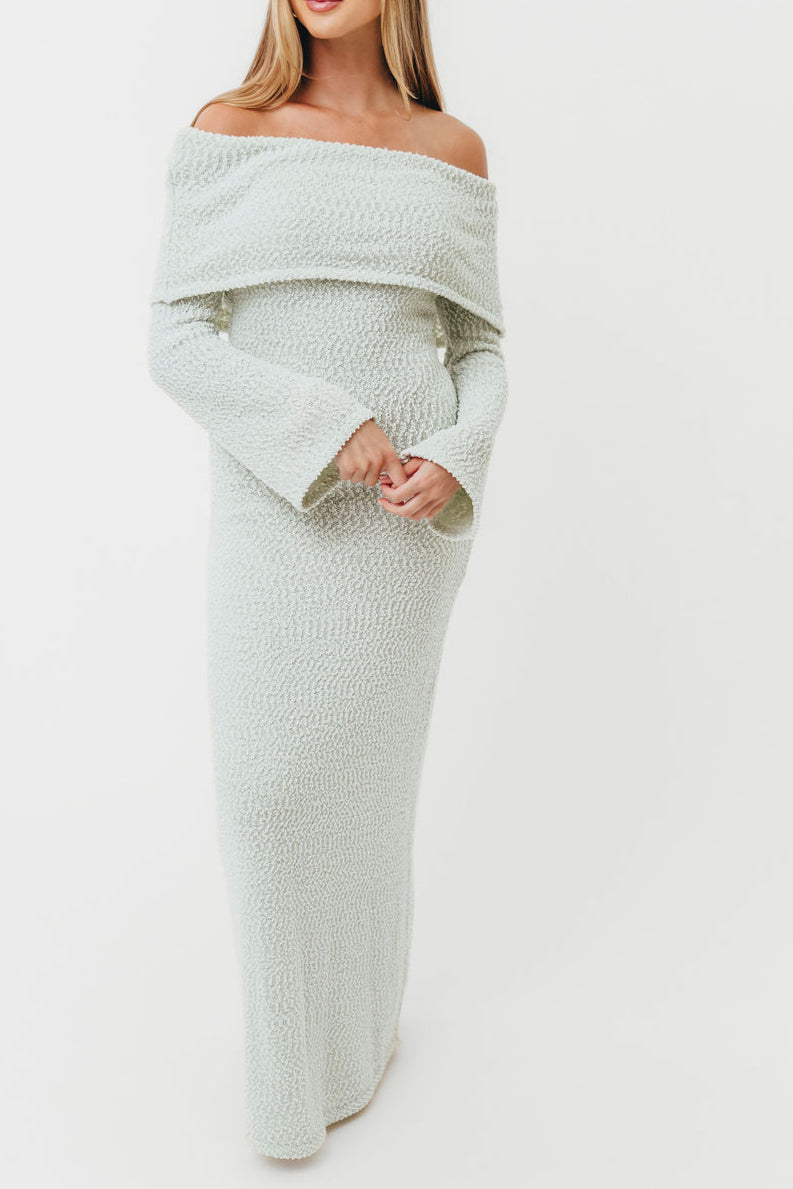 Nora Knit Maxi Dress in Seafoam- Bump Friendly