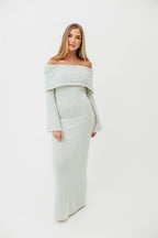 Nora Knit Maxi Dress in Seafoam- Bump Friendly