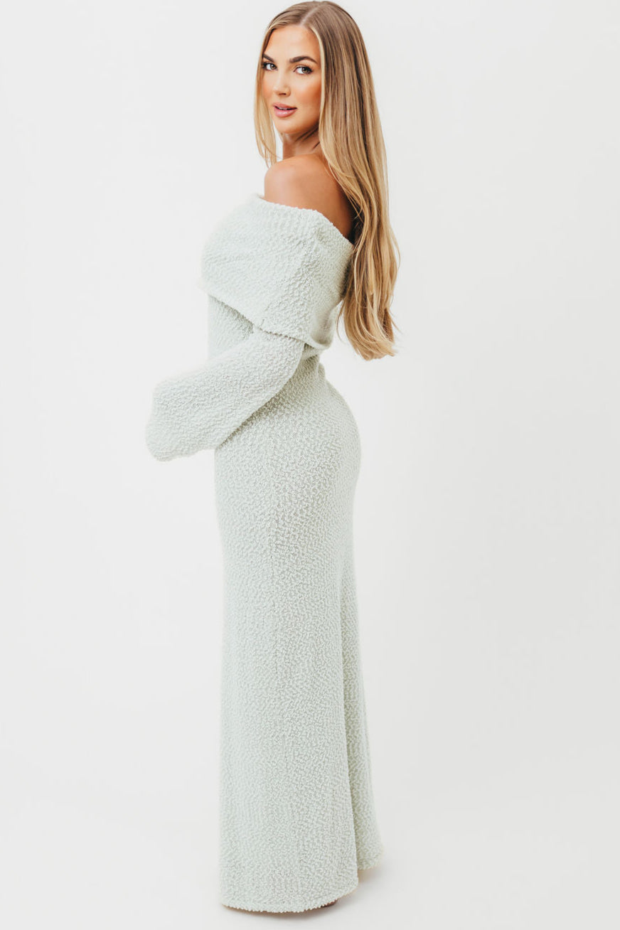Nora Knit Maxi Dress in Seafoam- Bump Friendly