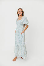 Livvy 100% Cotton Maxi Dress in Blue Foliage - Bump Friendly & Inclusive Sizing