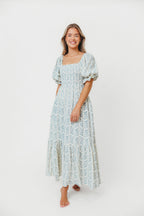 Livvy 100% Cotton Maxi Dress in Blue Foliage - Bump Friendly & Inclusive Sizing