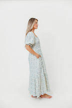 Livvy 100% Cotton Maxi Dress in Blue Foliage - Bump Friendly & Inclusive Sizing