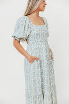 Livvy 100% Cotton Maxi Dress in Blue Foliage - Bump Friendly & Inclusive Sizing