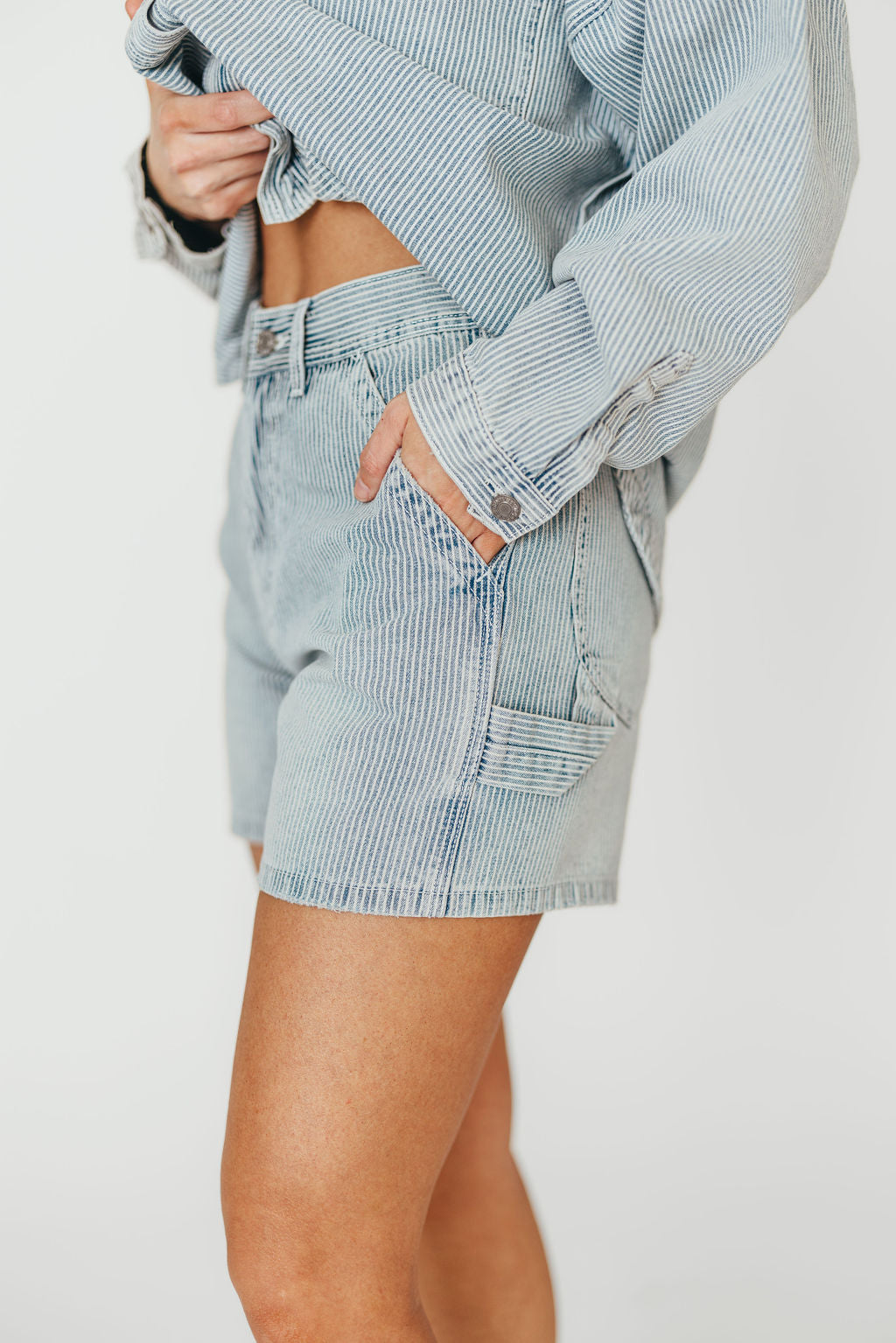 Jayme Shorts in Denim/White