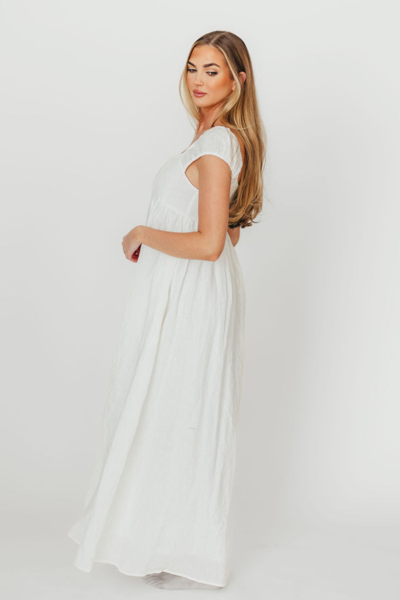 Novella 100% Linen Maxi Dress in Off-White - Bump Friendly