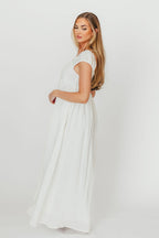 Novella 100% Linen Maxi Dress in Off-White - Bump Friendly