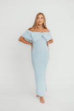 Aston Bow Front Maxi Sweater Dress in Ice Metal– Bump Friendly & Inclusive Sizing (S-3XL) *12/19 PRE-ORDER*