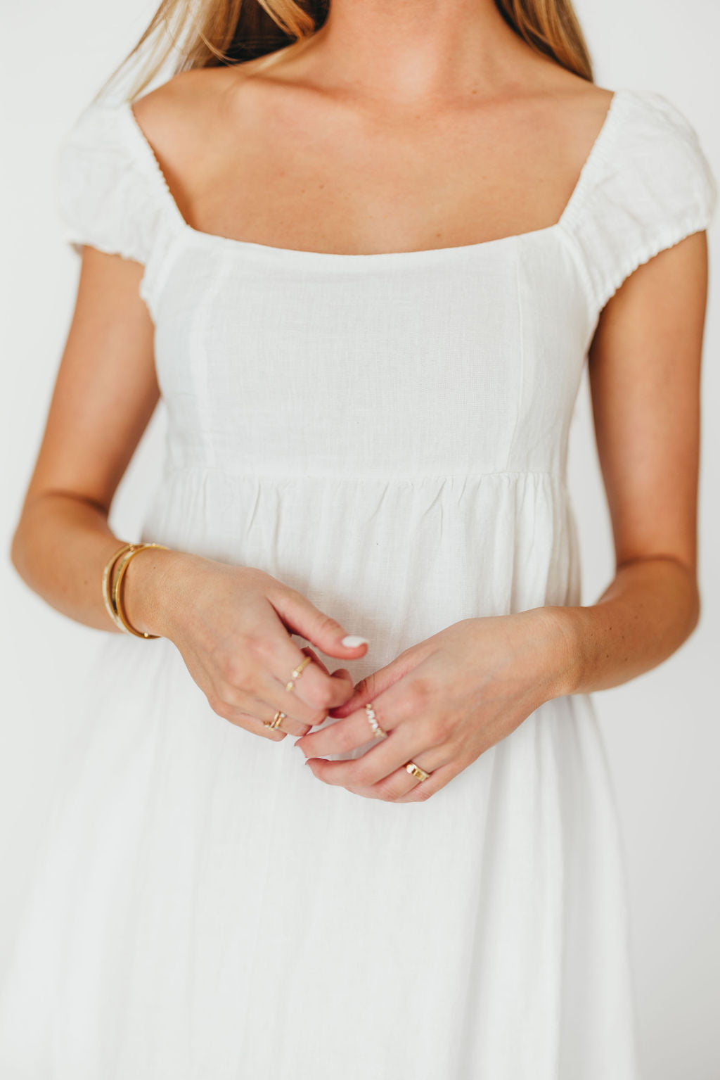 Novella 100% Linen Maxi Dress in Off-White - Bump Friendly