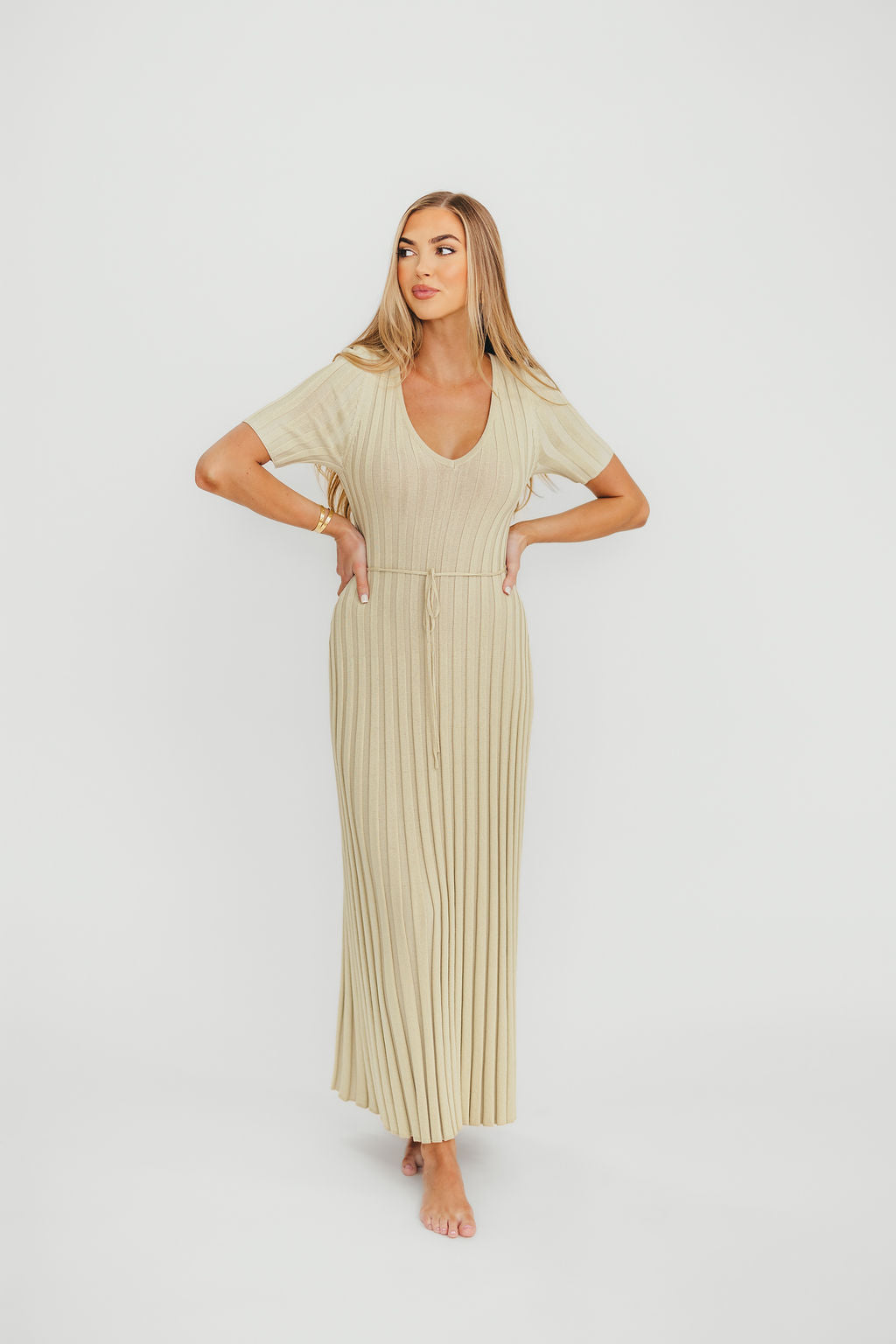 Oakley Ribbed Maxi Dress in Dusty Lime - Bump Friendly *Final-Sale*