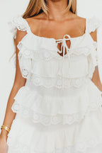 Mikayla 100% Cotton Lace and Gauze Contrast Tiered Maxi Dress in Off-White *Final-Sale*
