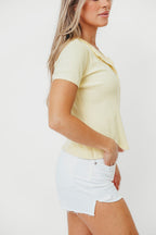 Petra Ribbed Button-Up Knit Top in Daisy