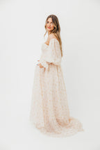Delilah Maxi Dress with Train in Peach - Bump Friendly (XS-3XL)