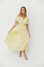 Pamela Elegant Tiered Maxi Dress in Light Yellow *Final-Sale*