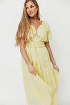 Pamela Elegant Tiered Maxi Dress in Light Yellow *Final-Sale*